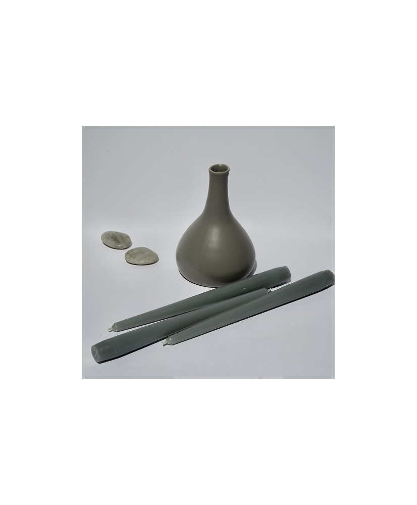 BOUGIE FLAMBEAU GRIS 25 CM (FORMAT L) Une Parenthèse Bougie Bougies décoratives BOUGIE FLAMBEAU GRIS 25 CM (FORMAT L) Une Parenthèse Bougie Bougies décoratives