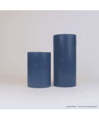 bougie artisanale pilier bleue