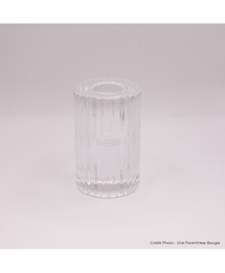Bougeoir de table verre cotelé