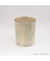 Petit vase photophore pour bougie  votive en verre doré