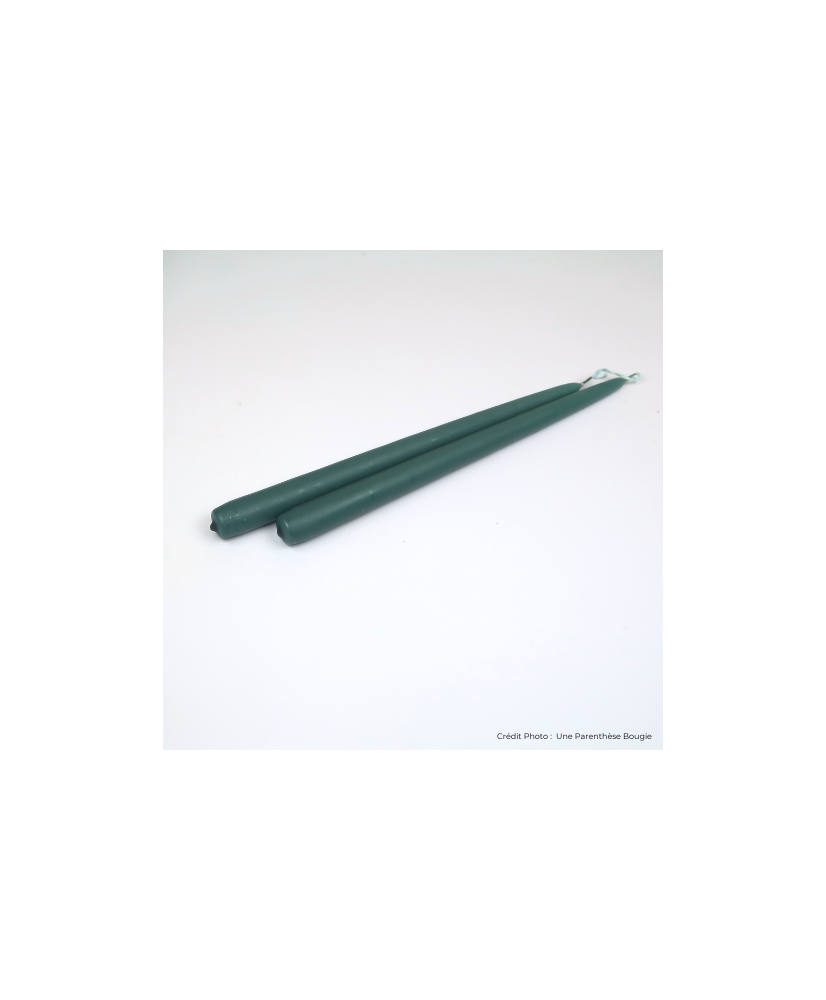 BOUGIE  FLAMBEAU VERT OCEAN 30 CM (LA PAIRE) - ELOUANE