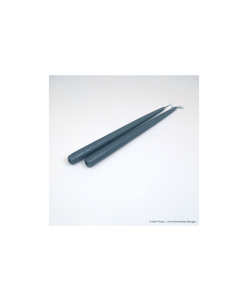 BOUGIE FLAMBEAU BLEU GRIS 30 CM (LA PAIRE) - ELOUANE