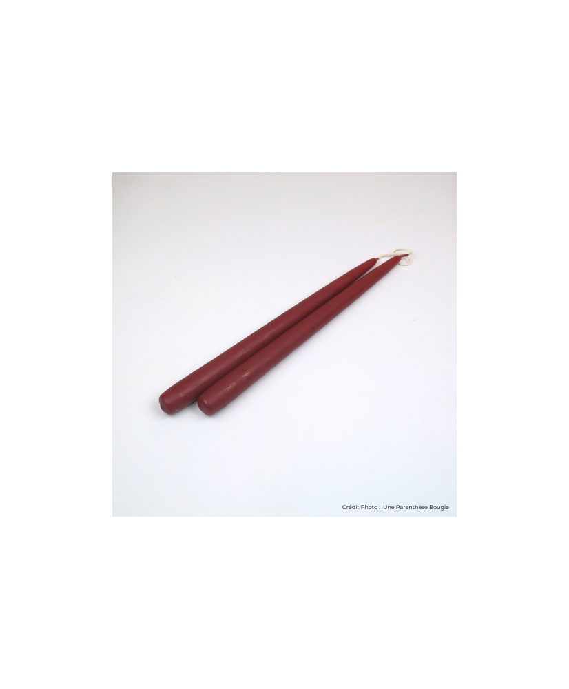 BOUGIE FLAMBEAU ROUGE ANTIQUE 30 CM (LA PAIRE) - ELOUANE