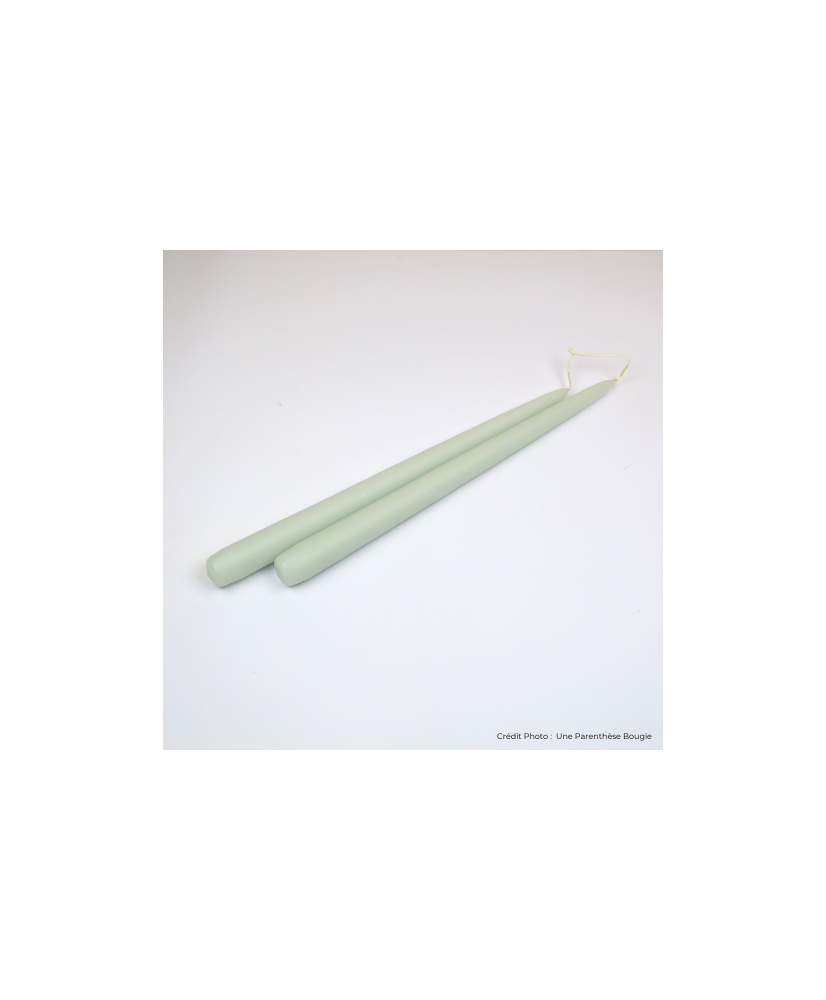 BOUGIE  FLAMBEAU VERT D'EAU 30 CM (LA PAIRE) - ELOUANE
